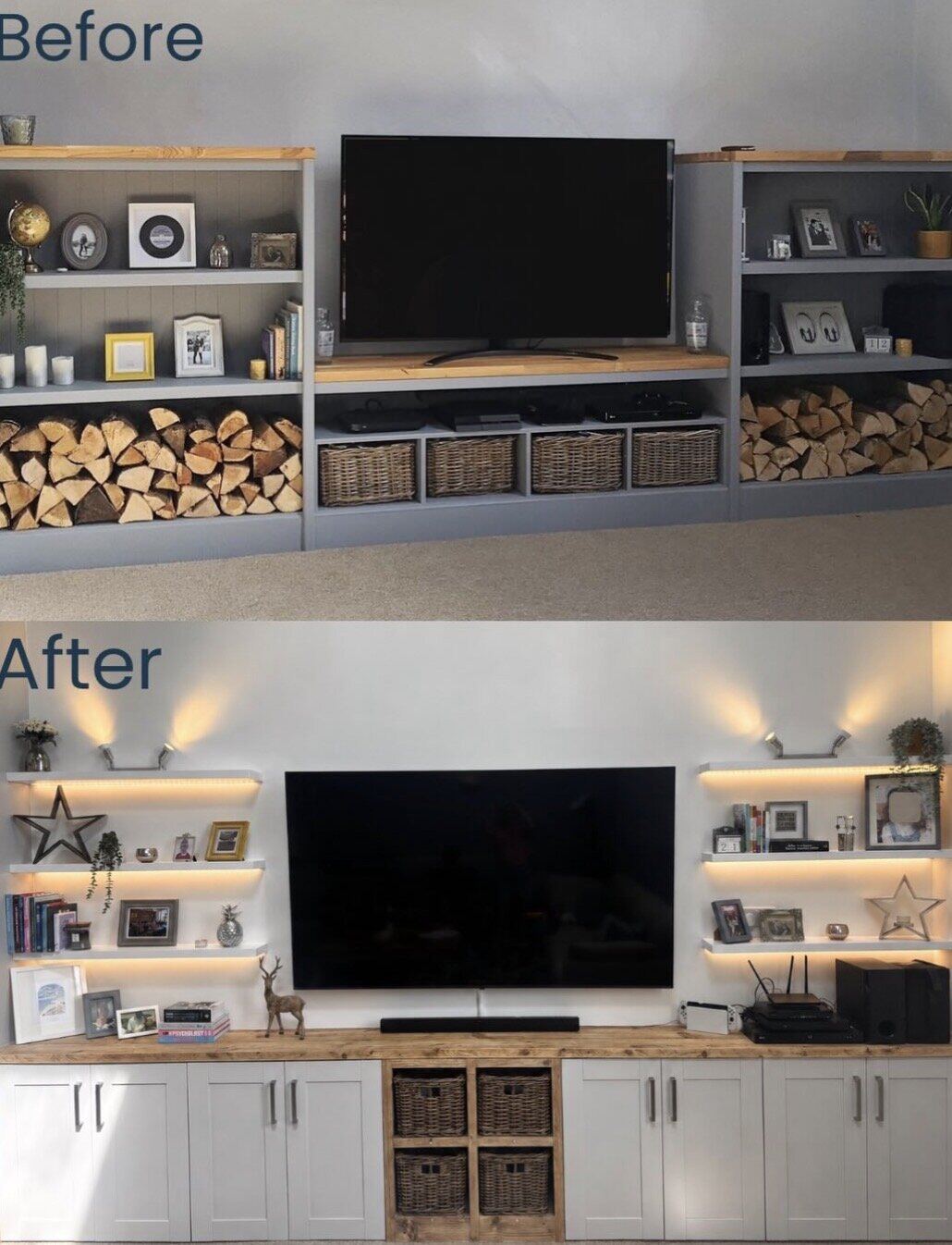 Media wall before and after transformation